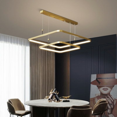 Modern Light Luxury Copper Chandelier Nordic Minimalist Square Chandelier for Living Room