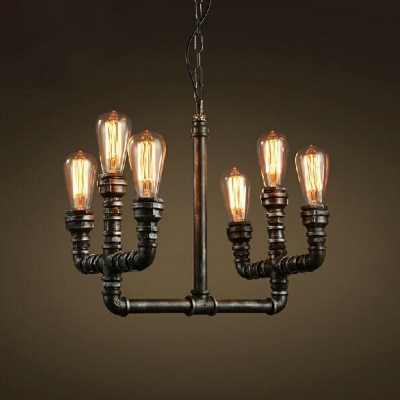Vintage Retro Island Light Fixture Iron Water Pipes Pendant Light for Bar Dining Room