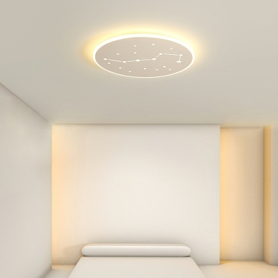 1-Light Flush Light Fixtures Contemporary Style Round Shape Metal Ceiling Mounted Light