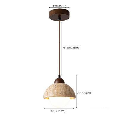 1-Light Hanging Ceiling Lights Dome Shape Stone Pendant Lighting for Hallway Bedside