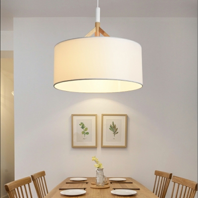 1-Light Pendant Lighting Modernist Style Cylinder Shape Fabric Hanging Ceiling Light