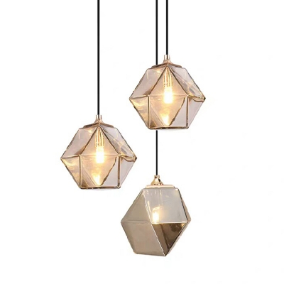 1-Light Suspension Light Contemporary Style Geometric Shape Metal Hanging Lamp Kit