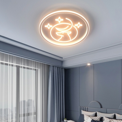 2-Light Flush Light Fixtures Modern Style Round Shape Metal Ceiling Mounted Lights
