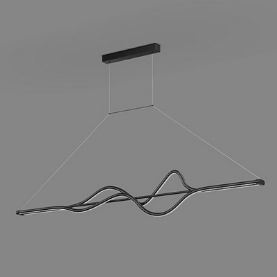 2-Light Pendant Lighting Simple Style Linear Shape Metal Hanging Ceiling Light