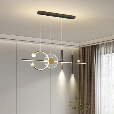 8-Light Ceiling Pendant Light Modern Style Tube Shape Metal Hanging Lamps Kit