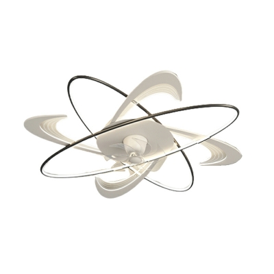 Acrylic Shade Modern Flush Mount Fan Geometric Shape Fan Lighting in Black