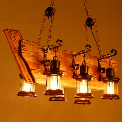 American Retro Wooden Chandelier Industrial Style Personality Iron Chandelier