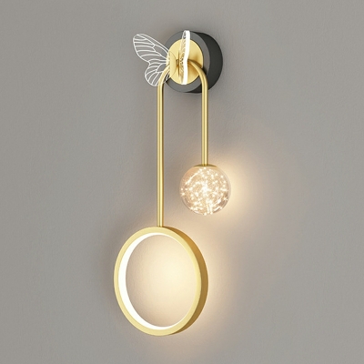 Globe Wall Mounted Light Modern Style Glass Sconce Light Fixture for Bedroom