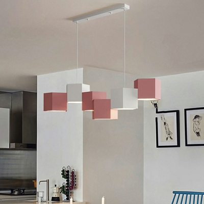 Modern Creative Square Box Island Lights Led Acrylic Suspension Light for Dining Room
