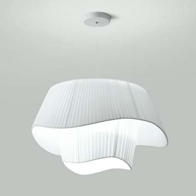 Modern Style 3 Lights Drum Shape Chandelier Pendant Slik Hanging Light Fixture for Restaurant