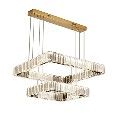 Nordic Crystal Chandelier Third Gear Modern Minimalist Square Chandelier for Living Room