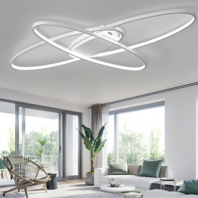 Oval Shape LED Ceiling Lamp Minimalist Aluminum Flush Light for Living Room