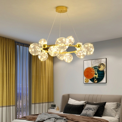 Wheel Glass Chandelier Lighting Fixtures Modern Suspension Light for Living Room