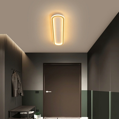 1 Light Flush Light Fixtures Minimalist Style Oval Shape Metal Ceiling Mounted Lights