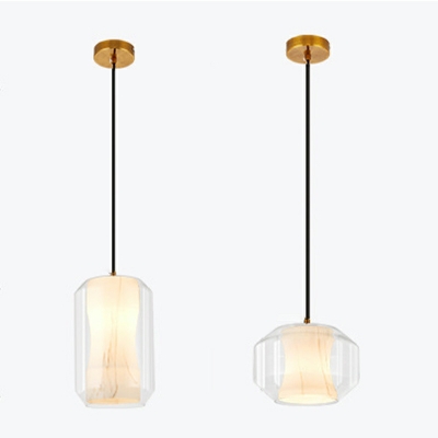 1-Light Hanging Ceiling Light Modern Style Geometric Shape Glass Pendant Lighting