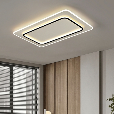 3-Light Flush Chandelier Minimalist Style Geometric Shape Metal Ceiling Light