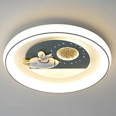 3-Light Flush Mount Lamp Kids Style Moon Shape Metal Ceiling Mounted Fixture