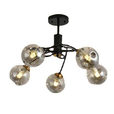 5-Light Semi Flush Light Fixtures Minimalism Style Ball Shape Metal Ceiling Mounted Lights
