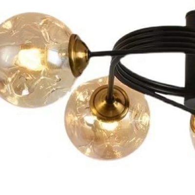 5-Light Semi Flush Light Fixtures Minimalism Style Globe Shape Metal Ceiling Mounted Lights