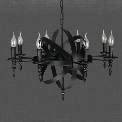 American Country Style Candle Chandelier Retro Wrought Iron Chandelier