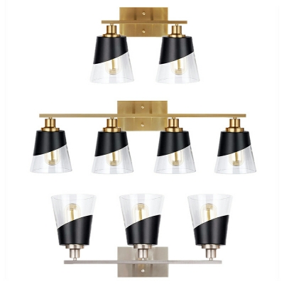 Contemporary Cone Wall Mounted Vanity Lights Metal and Glass Vanity Mirror Lights