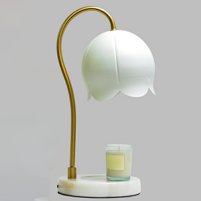 Contemporary Flower Shape Nightstand Lamp Iron Table Lamp with Marble Base(without Aromatherapy Candle)