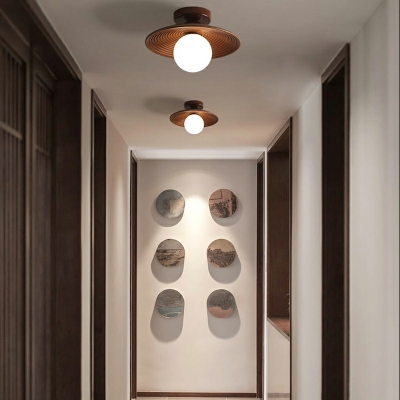 Mid-Century Design Geometric Semi Flush Mount Ceiling Light Wood Ceiling Pendant Light