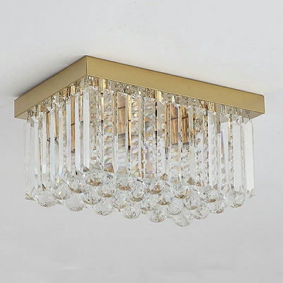 Modern Simple Crystal Flush Light Fixtures Square Hallway Porch Ceiling Mounted Lights