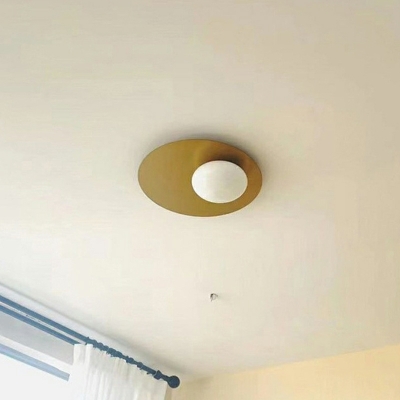 Oval Flush Light Modern Style Glass Flush Mount Light for Living Room