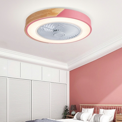 Remote Control Round Bedroom Hanging Fan Lamp Acrylic Nordic 19.7