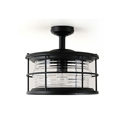 1 Light Flush Light Fixtures Industrial Style Cage Shape Metal Ceiling Mounted Lights