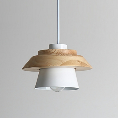 1 Light Hanging Ceiling Lights Modern Style House Shape Wood Pendant Lighting