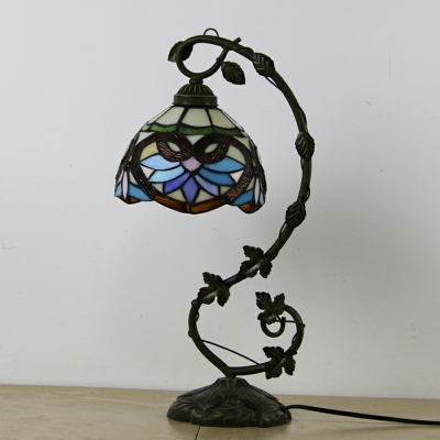 1 Light Nightstand Lights Tiffany Style Bowl Shape Metal Night Table Lamps