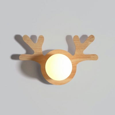 1 Light Sconce Lights Minimalism Style Antlers Shape Wood Wall Mount Light Fixture