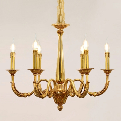10 Light Pendant Light Fixtures Modern Style Candle Shape Metal Hanging Chandelier
