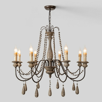 12 Light Pendant Lamp Fixtures Traditional Style Candle Shape Metal Hanging Chandelier