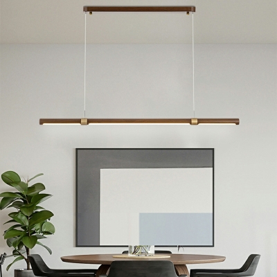 Bar Shaped Iron Island Light Brown LED Hanging Pendant in Warm Light for Office