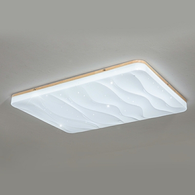 Geometric LED Wood Ceiling Light Modern Style Flush-Mount Light Fixture with Acrylic Shade