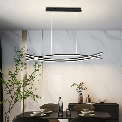 Island Ceiling Light Modern Style Linear Metal Island Lighting for Dining Room
