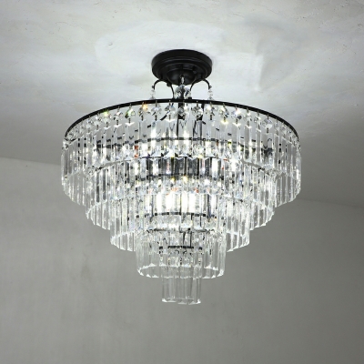Modern Crystal Ceiling Light Fixture Creative Round Multi-layer Ceiling Lamp for Living Room