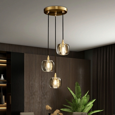 Modern Minimalist Copper Hanging Lamp Creative Duplex Building Crystal Hanging Lamp