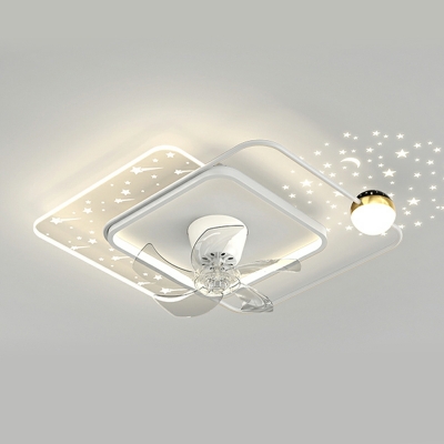 Modern Minimalist LED Ceiling Mounted Fan Light Creative Romantic Star Ceiling Fans