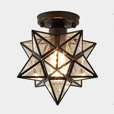 1 Light Flush Light Fixtures Vintage Style Star Shape Metal Ceiling Mounted Lights