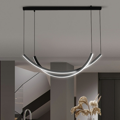 2 Light Ceiling Pendant Light Modern Style Linear Shape Metal Chandelier Lamps