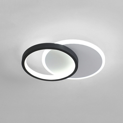 2 Light Flush Light Fixtures Contemporary Style Geometric Shape Metal Ceiling Mounted Lights