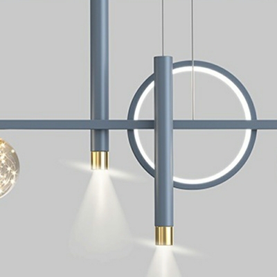 8 Light Ceiling Pendant Light Modern Style Tube Shape Metal Hanging Lamp Kit