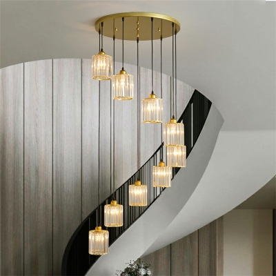 9 Lights Duplex Floor Hanging Lamp Modern Light Luxury Crystal Hanging Lamp