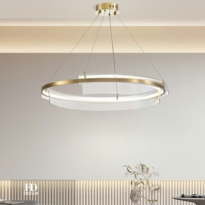 Acrylic Chandelier Light Post-modern Ring Shape Suspension Light for Living Room