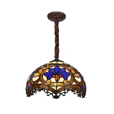 American Light Luxury Hanging Lamp Tiffany Style Stained Glass 1 Head Suspended Light