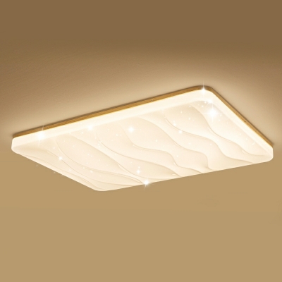 Geometric LED Wood Ceiling Light Modern Style Flush-Mount Light Fixture with Acrylic Shade